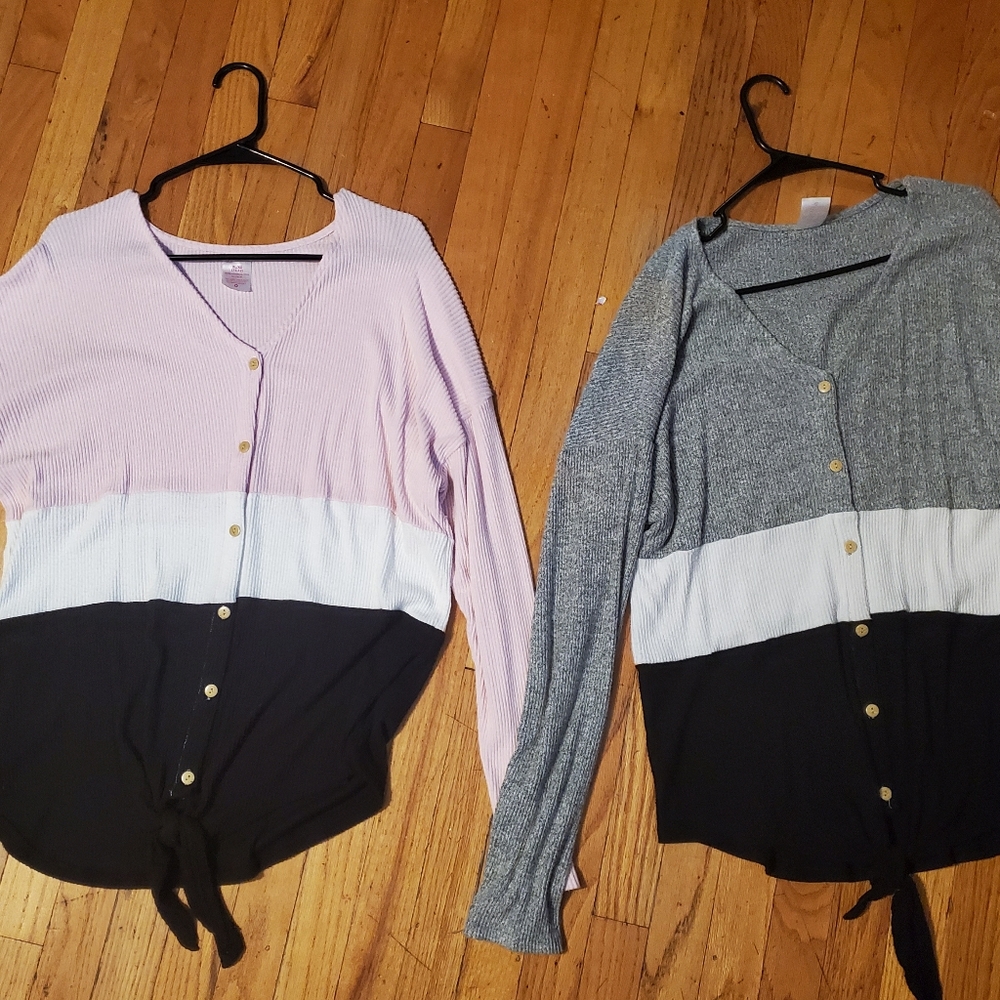 Two Tie front Block tops size XL